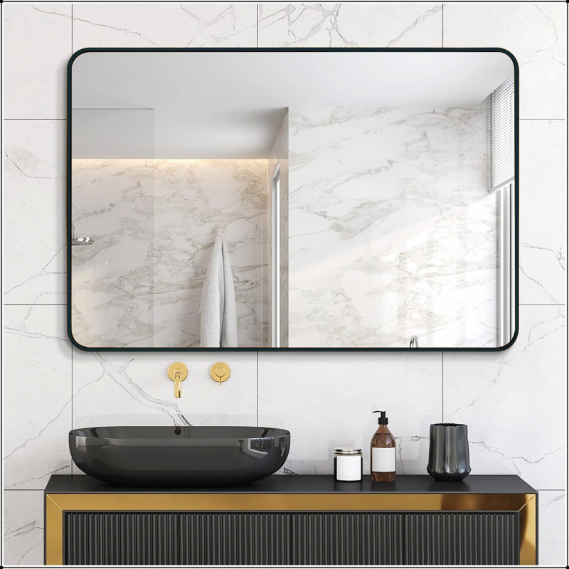 Rectangular Bathroom Wall Mirror, Black