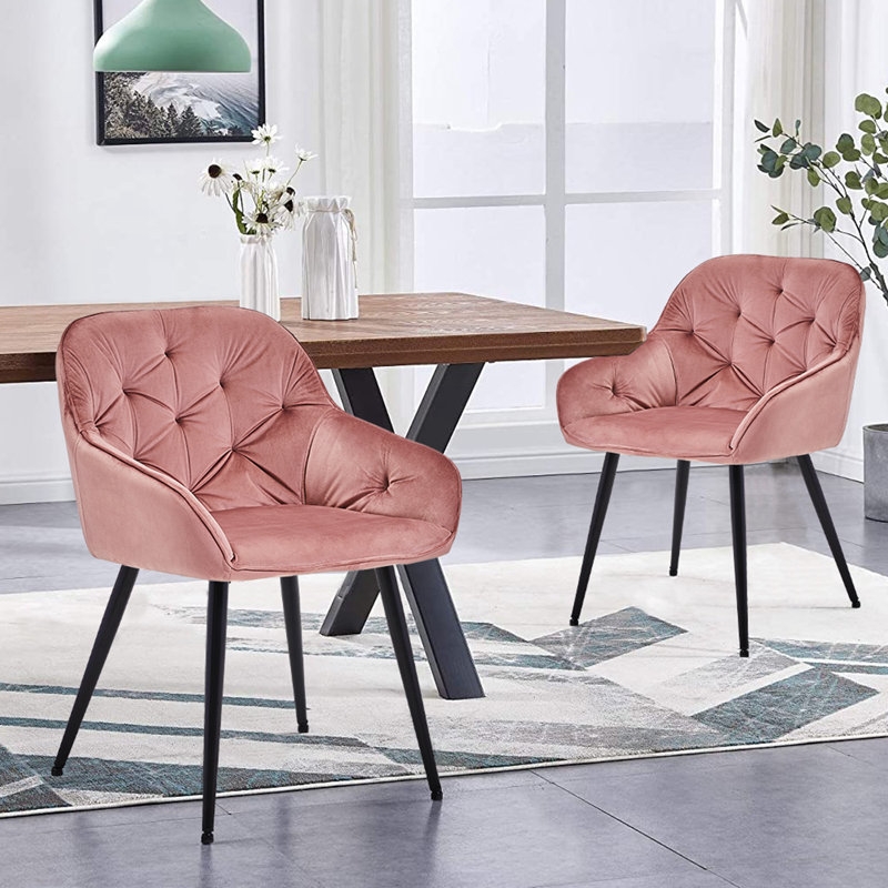Waymire 49cm H Velvet Upholstered Side Chair, Pink