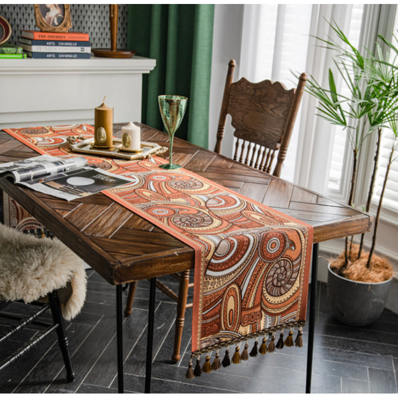 Brown and Gold Paisley Table Runner - 35 x 220cm