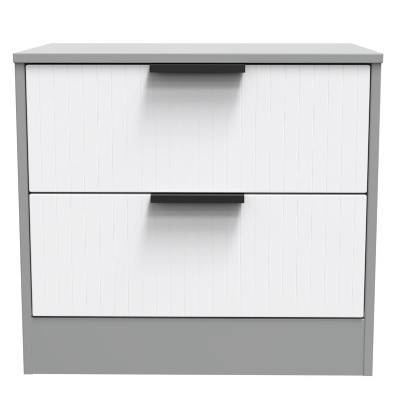 Berklie 2 Drawer Midi Chest (Ready Assembled), White Matt/Dusk Grey