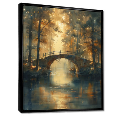 Pont brun et bord de l'eau au printemps - Décoration murale Bridges