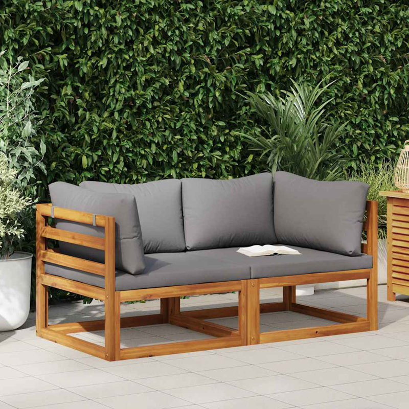 Chaise de patio avec coussins Fernley, gris