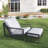 Bourbana Outdoor Aluminum Recliner Chair, All Weather Patio Conversation Set Recliner with Ottoman and Cushion
