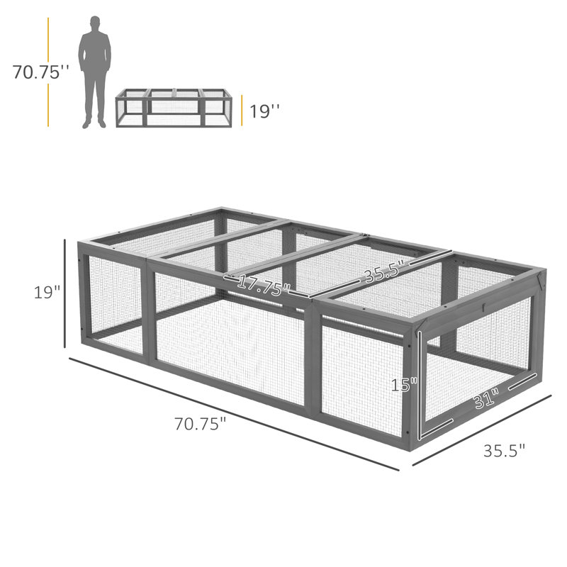 Grand refuge pour petits lapins en bois, Gris