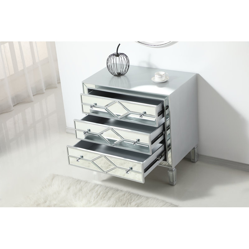 Commode décorative 3 tiroirs Bashaw, Argent argent