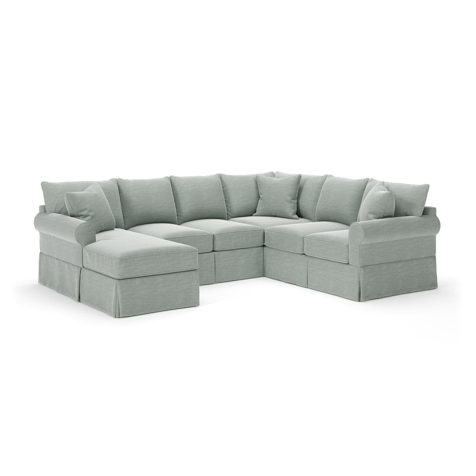 Amari Slipcovered U-Sectional, Left Hand Facing, Conversation Capri Basketweave