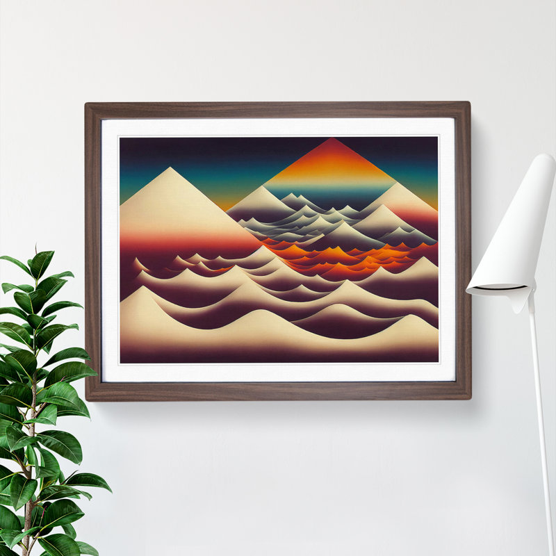Snazzy Abstract Mountains - Framed Print, 34cm H x 46cm W x 2cm D, Walnut
