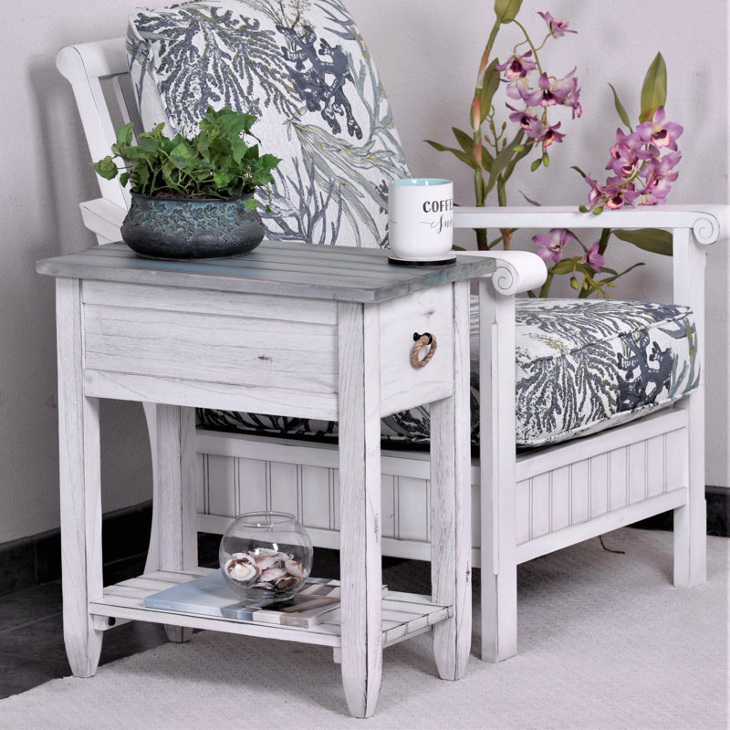 Table de bout Delaplaine Coastal, Bleu / blanc