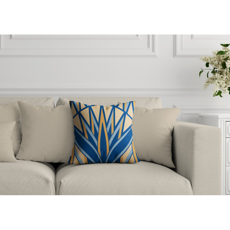 Housse et insert de coussin d'extérieur carré Bloom Tribal, Bleu, L 15 po x H 15 po