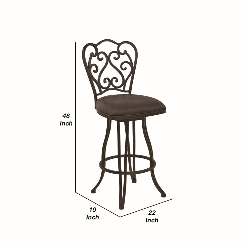 Margie Swivel Counter or Bar Height Armless Upholstered Bar Stool with Footrest in Metal, Bar Stool (30" Seat Height)