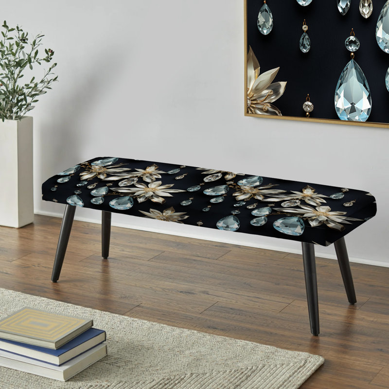 Lustre en cristal motif élégant - banc rembourré en marbre noir