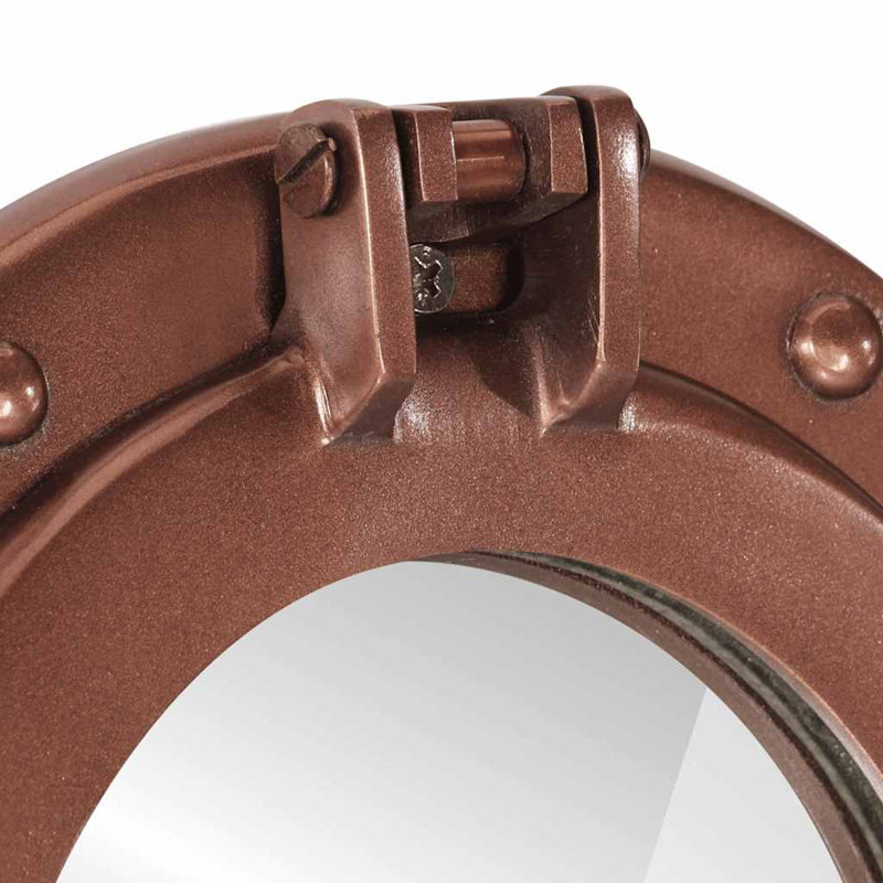Porthole Mirror Wall Hanging Aluminium And Glass, Bronze, 30 cm H x 30 cm W