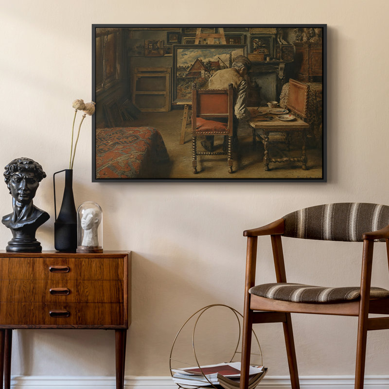 Le retoucheur (Schilderijenhertoetser), 1876 - Henri de Braekeleer, toile tendue avec châssis, 24 po x 36 po, Noir