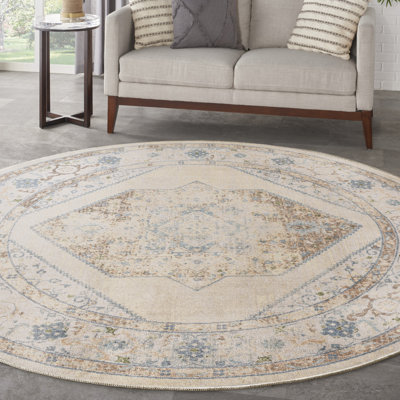 Haydel Machine Washable Area Rug in Ivory