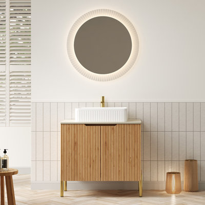 Meuble-lavabo autoportant en contreplaqué avec 2 portes Turio