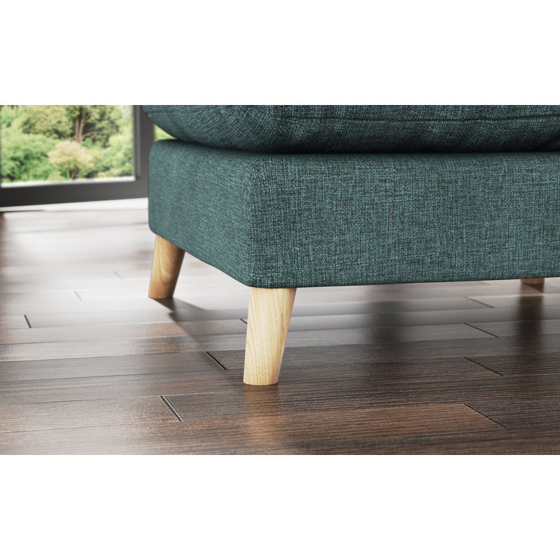 Alidge Wide Rectangle Footstool Ottoman, Teal