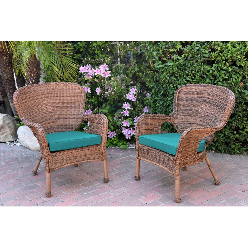 Batchelder Wicker Outdoor Lounge Chair, Turquoise, Honey