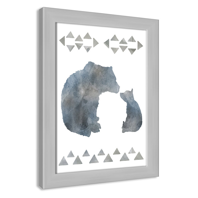 «Little Man Cave Bears», art encadré, H 14 po x l 10 po x P 0,63 po, Cadre argenté