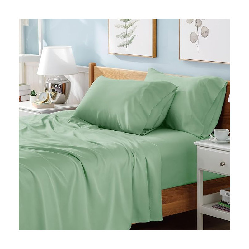 Ranarda Cotton Blend Percale Flat Sheet, Double (4'6), Mid Green