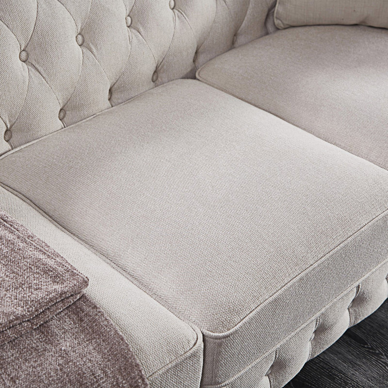 Chesterfield Sofa, Comfy Couch, Modern Sofa With Rolled Arm, Beige