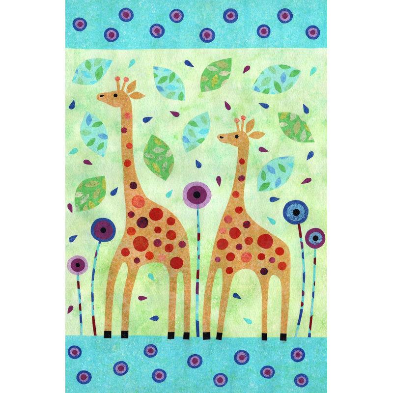 Dates Giraffe Pair - Painting on Canvas, 152cm H x 101cm W