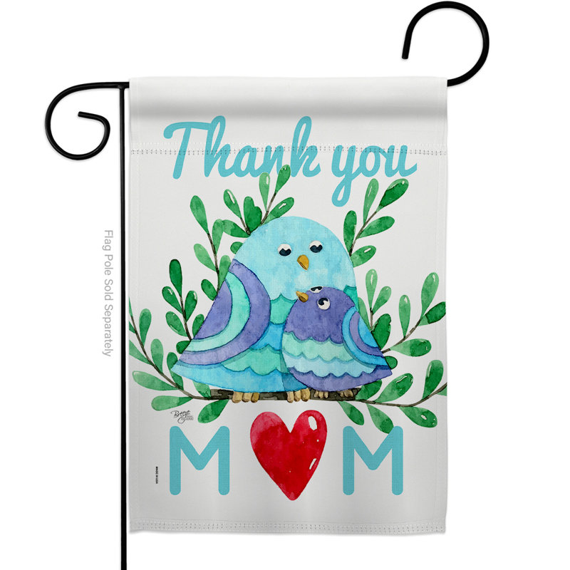 "Thank you Mom" polyester à 2 faces 18,5 x 13 po. Drapeau de jardin