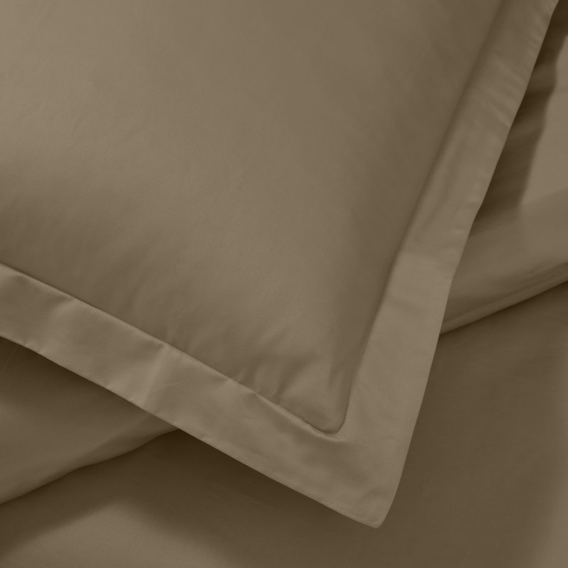Ensemble de housse de couette en coton égyptien 1200 fils Mellark, Housse de couette double / grand + 2 taies décora, Taupe