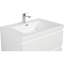 Meuble-lavabo flottant avec lavabo, mural et peu encombrant, idéal pour la conception et l'organisation de salles de bain modernes.