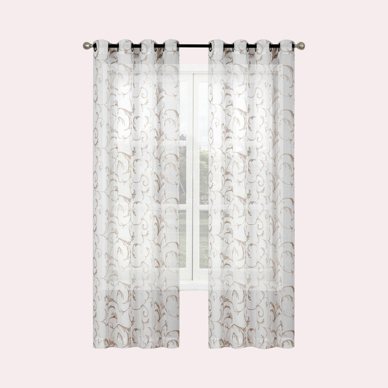 Allonah Semi Sheer Curtain Pair, Taupe