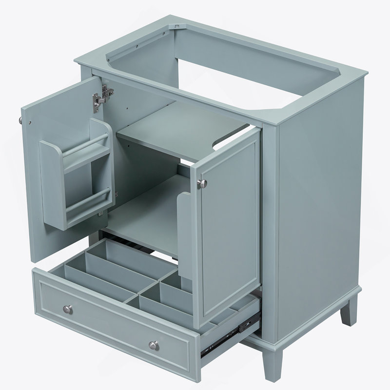 Meuble-lavabo 30 po sans lavabo, base seulement, armoire de salle de bain multifonctionnelle avec portes et tiroir, Vert