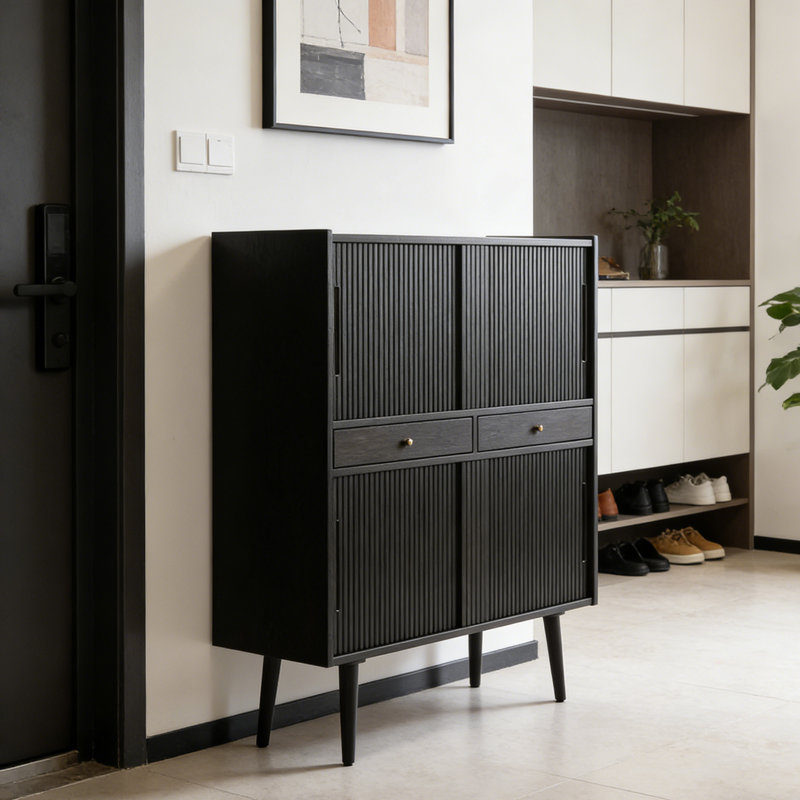 Buffet nordique de style rétro, Noir