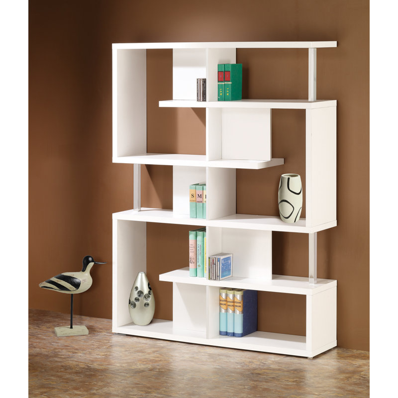 Petula Five-Tier Geometric Bookcase, Blanc