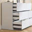 Commode 6 tiroirs, commode moderne pour la chambre à coucher avec comptoir spacieux, armoire de rangement avec poignées dissimulées, armoire de salon-84688750