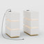 Narrow 3-Drawer LED Smart White Bedside Table with Wireless Charger
