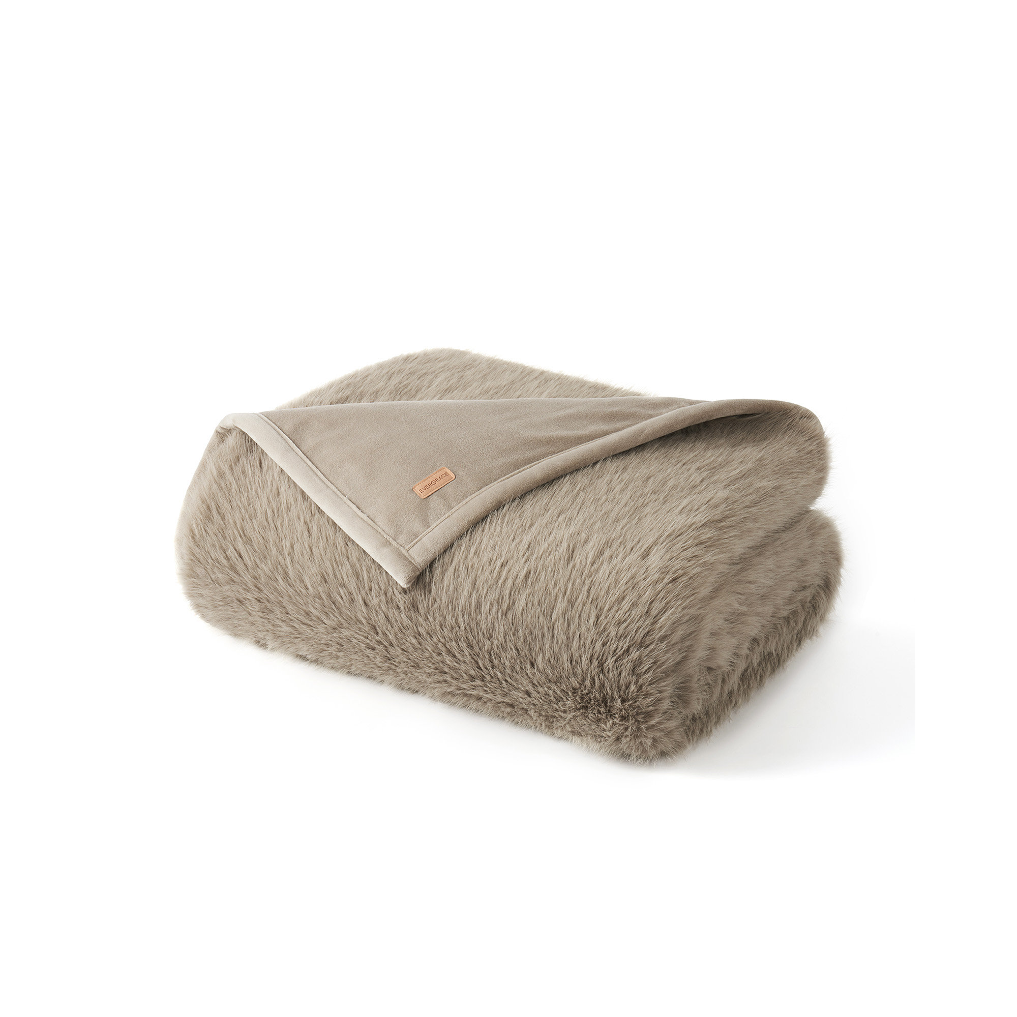 Luxe Faux Fur Throw Blanket, Natural Mink, Throw