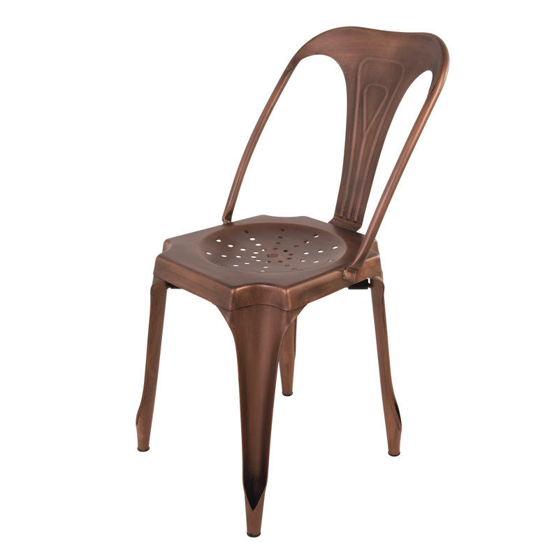 Burnett 45cm H Metal Slat Back Side Chair, Copper