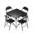 Lodovico 5 Pieces Dining Table Set for 4 Person, Portable Folding Table and Padded Folding Chairs Set of 4, Heavy Duty Metal Frame Folding Dining Set for Small Spaces, Office, Kitchen, Party, Camping