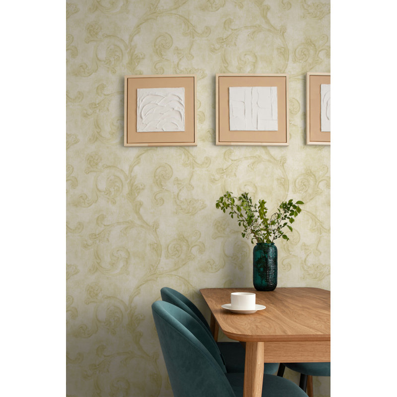 Papier peint rayé crème et rosé Seabrook Designs, Parchemin / brun clair