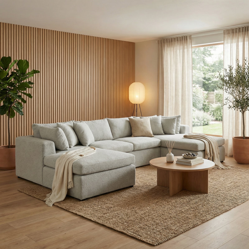 Teddy 140" 3 - Piece Upholstered Sectional, Beige 100% Polyester