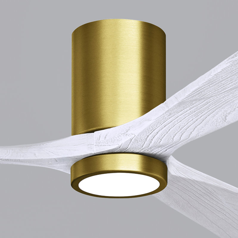 Olivier Ceiling Fan with LED Lights, Matte White, 52", Brushed Brass