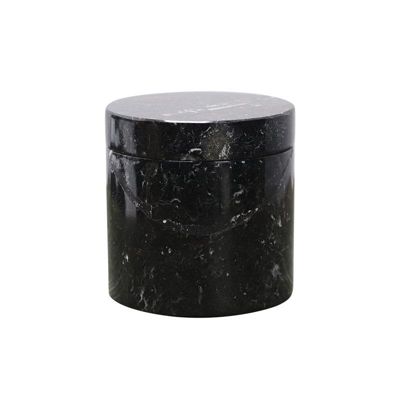 Black Zebra Marble Keepsake Urn with Lid