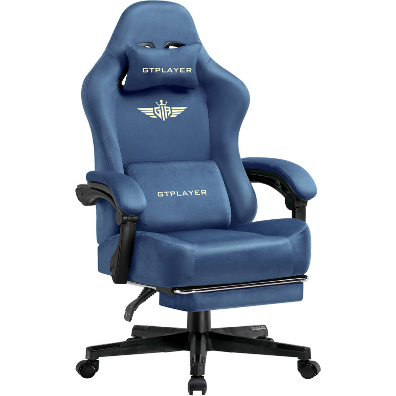 GTPLAYER GAMING CHAIR Adjustable Reclining Ergonomic Swiveling PC & Racing Game Chair, Blue