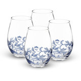Spode Blue Italian Stemless Glasses 19 Oz