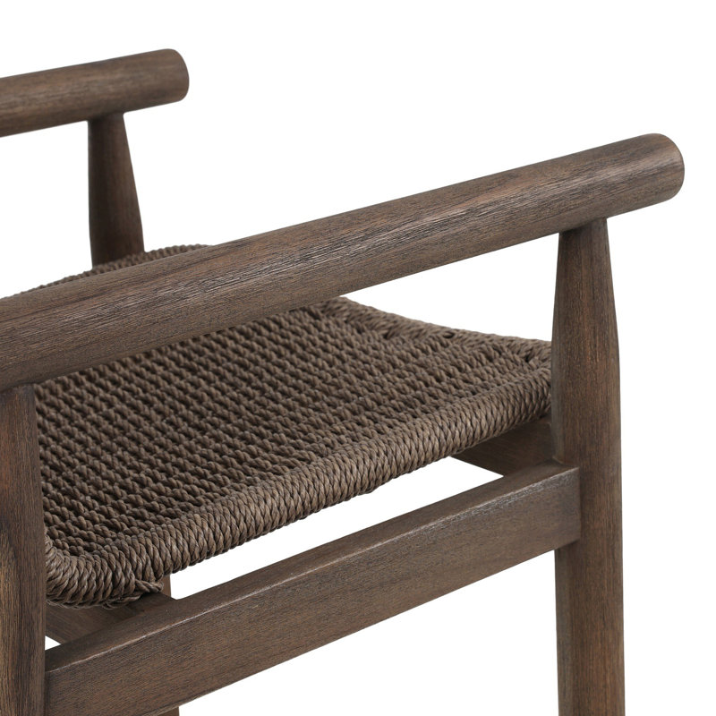 Dume Outdoor Dining Armchair, Dark Gray/Dark Brown