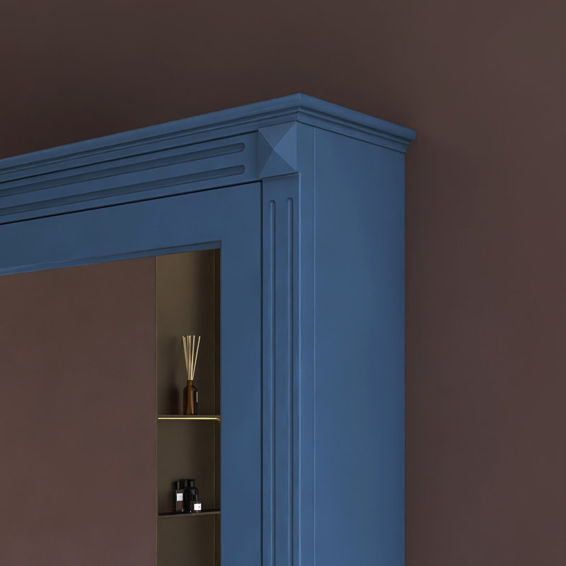Armoire de rangement murale de salle de bain l 24 "x H 27" avec miroir, Bleu