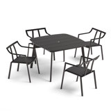 Markoe 5-Piece 45" Square Dining Table & Armchairs Set - Carbon - Ninja seat