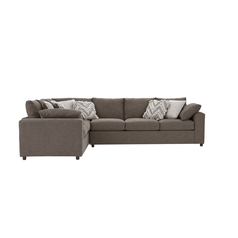 Hughes Furniture 24500 2-Piece Sectional Sofa, Lilou Espresso, Lilou Espresso Polyester Blend