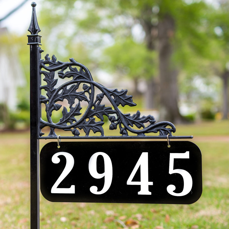 Enseigne d'adresse de jardin en chêne sur un poteau 30 po, Oui