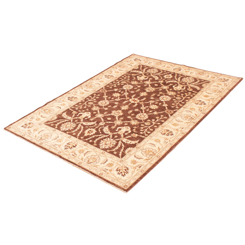 Tapis brun foncé en laine noué à la main de conception unique nouvel âge 5 pi 11 po x 8 pi 4 po Broady