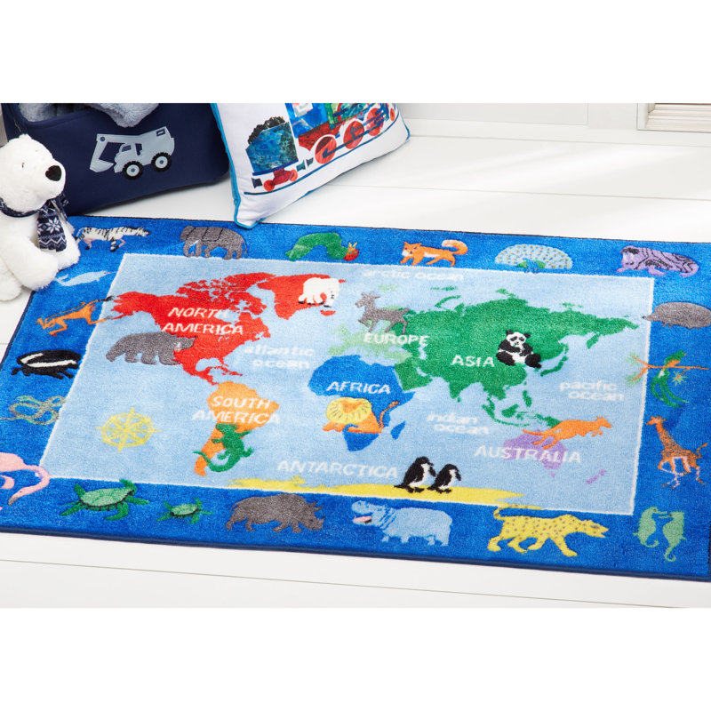 Graphic/Print Blue Area Rug, Rectangle 4'11" x 6'6"